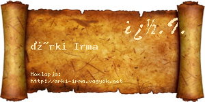 Árki Irma névjegykártya